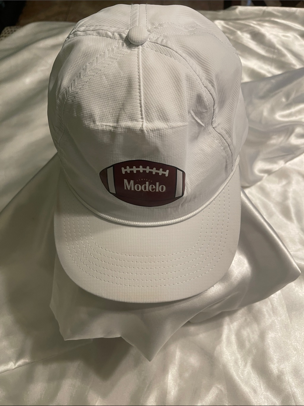 Modelo White Football Logo Baseball Cap